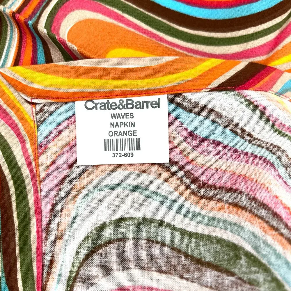 Crate&Barrel psychedelic multicolor waves table runner and napkin set